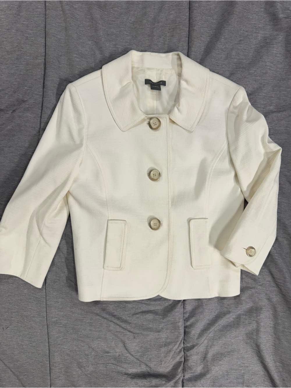 Ann Taylor Cream Button-Front Blazet